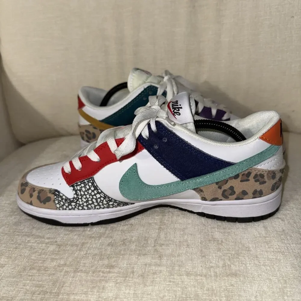 Nike Dunk Low Safari Mix DN3866-100 Mens 9.5 Animal Print Athletic Shoes NWOB